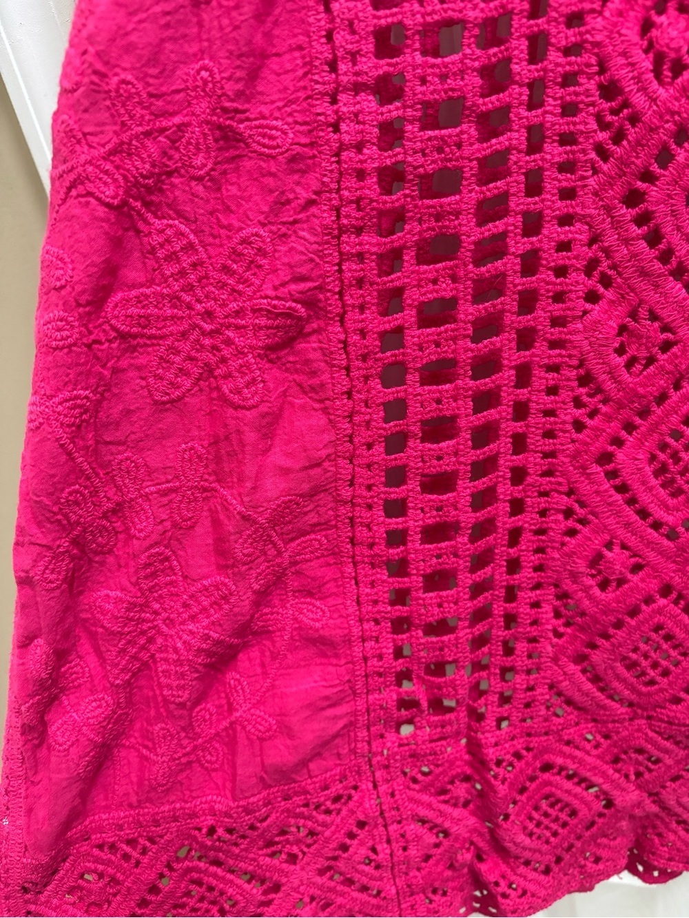 Anthropologie Blue Tassel Boho Hot Pink Crochet Lace Top, Size XL, NWOT - Picture 6 of 6